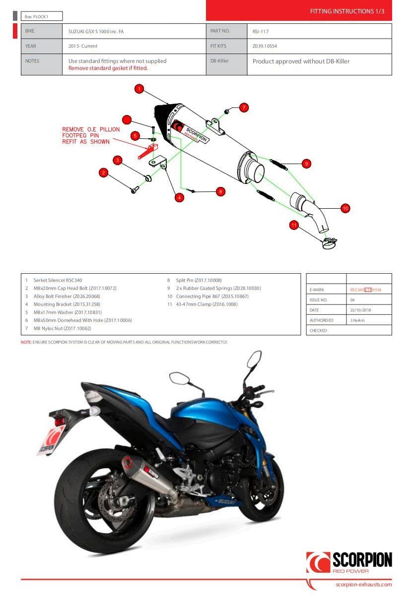 Scorpion Exhaust Serket Slip-on Carbon Fibre Suzuki GSX-S 1000 Inc FA 2015-2021-RSI117CEO