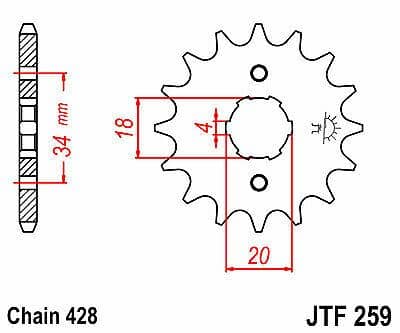 JT Front Sprocket 14 Tooth JTF259-14