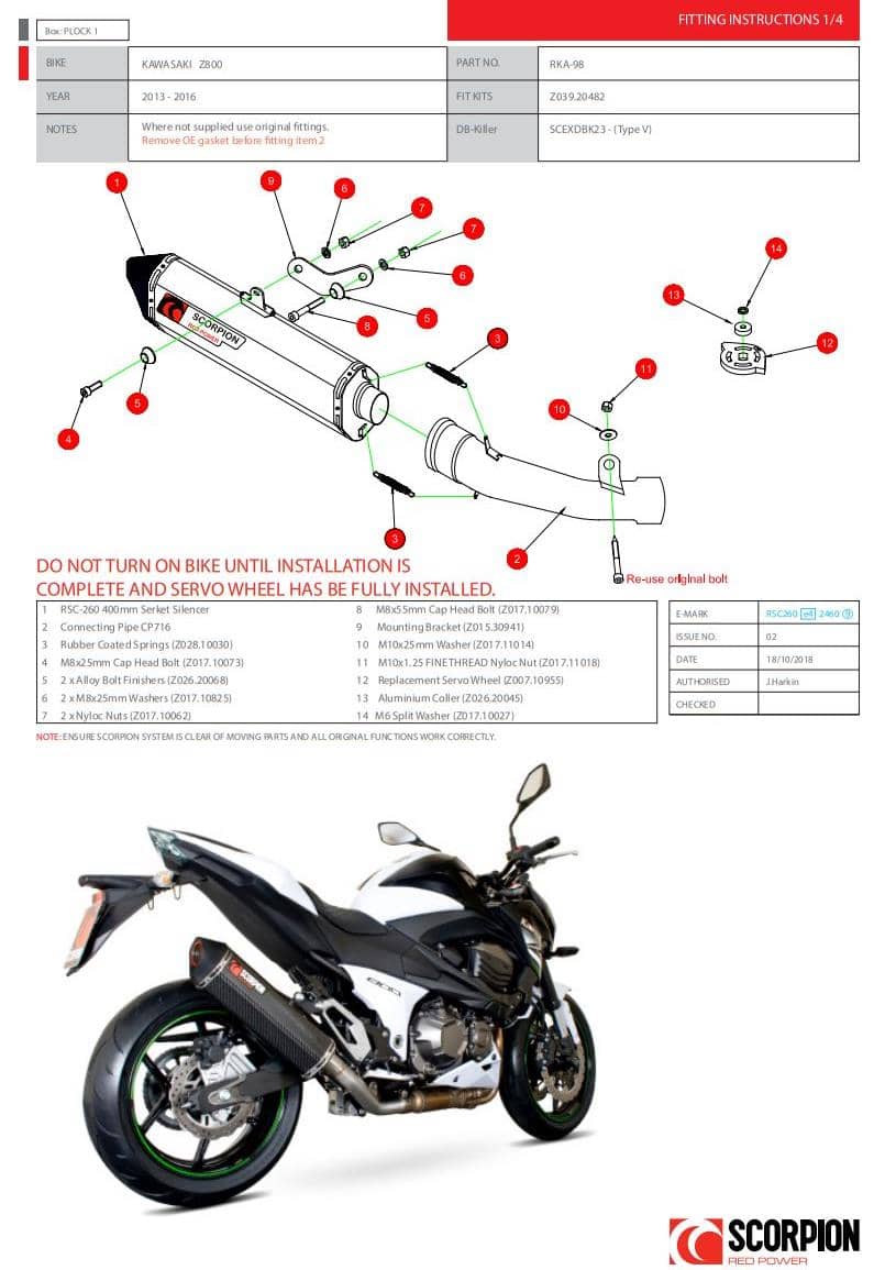 Scorpion Exhaust Serket Slip-on Titanium Kawasaki Z 800 2013-2016-RKA98TEO