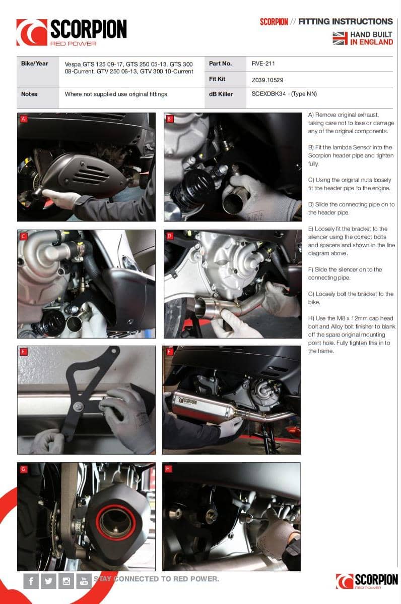 Scorpion Exhaust Serket Full System Black Ceramic Vespa GTS 125 2009-2017-RVE211BCER-1