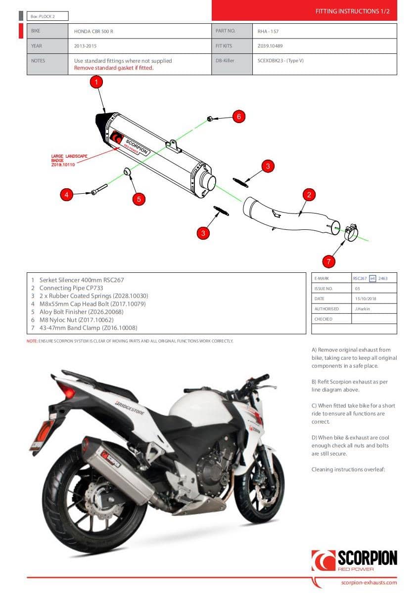 Scorpion Exhaust Serket Parallel Slip on Carbon Fibre Honda CBR 500 R 2013-2015-RHA157CEO