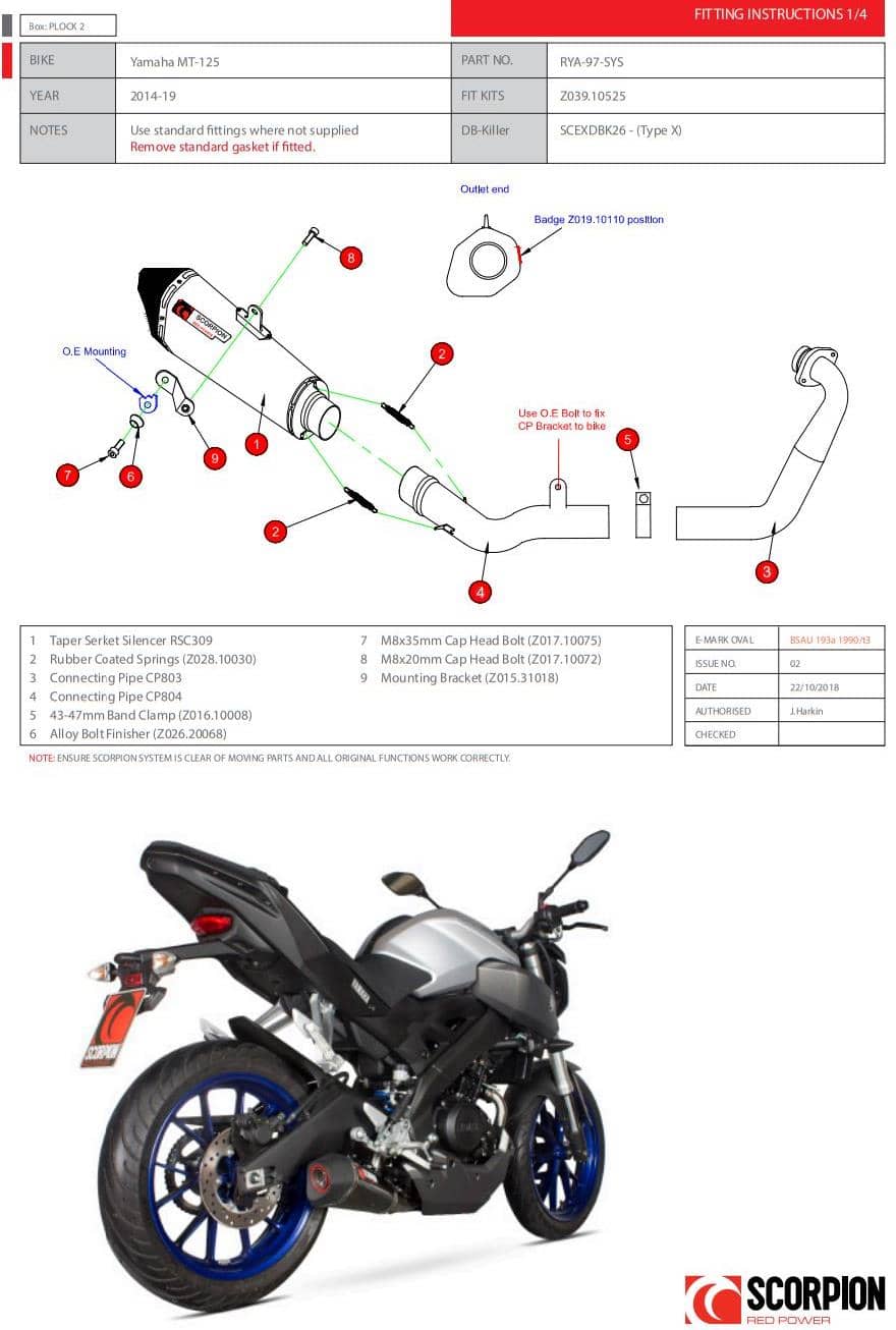 Scorpion Exhaust Serket Full System Stainless Steel Yamaha MT-125 2014-2019-RYA97SYSSEO