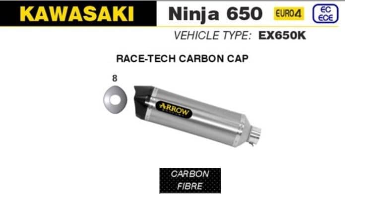 Arrow Exhaust Race-Tech Slip On Silencer (ECE) Carbon Kawasaki Ninja 650 2017-20-71854MK