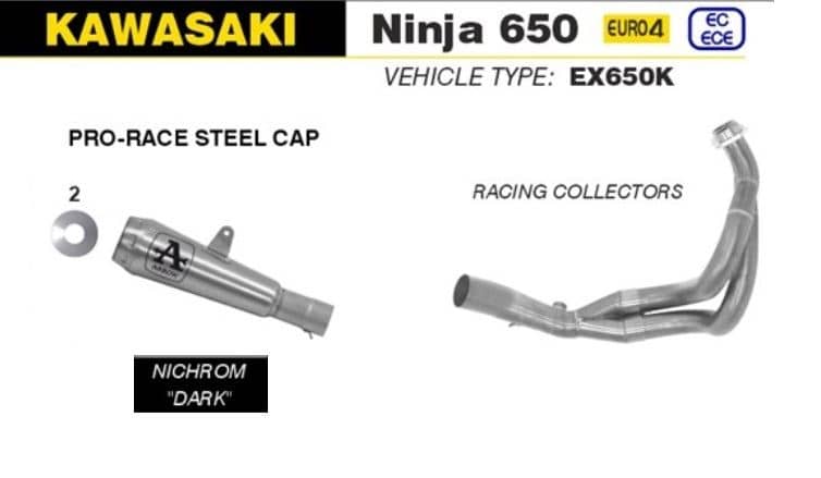 Arrow Exhaust Pro-Race Nichrom Dark + Racing Collector Kawasaki Ninja 650 17-20-71206PRN-71659MI