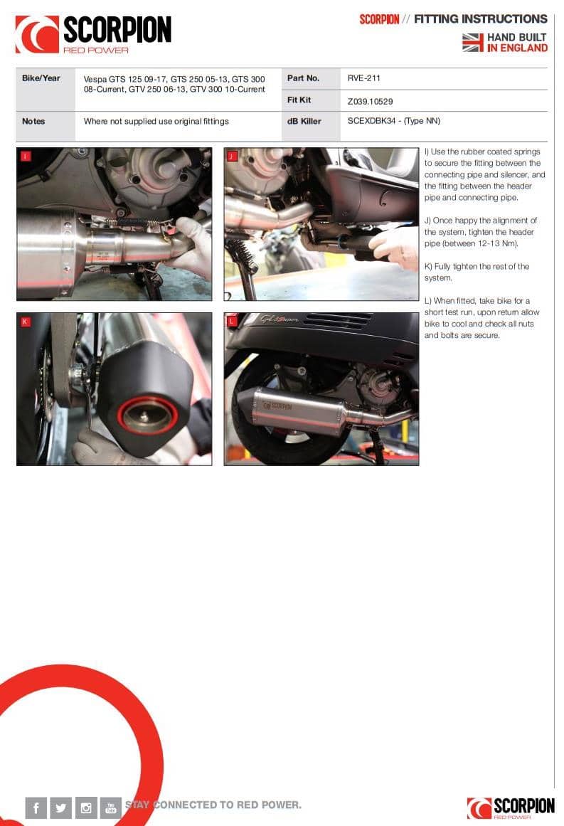 Scorpion Exhaust Serket Full System Stainless Steel Vespa GTV 250 2006-2013-RVE211SEO-4