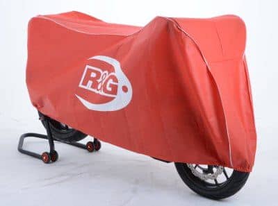 R&G Dust Cover Superbike/Street Red (White Logo) Triumph Scrambler 2006 – 2016