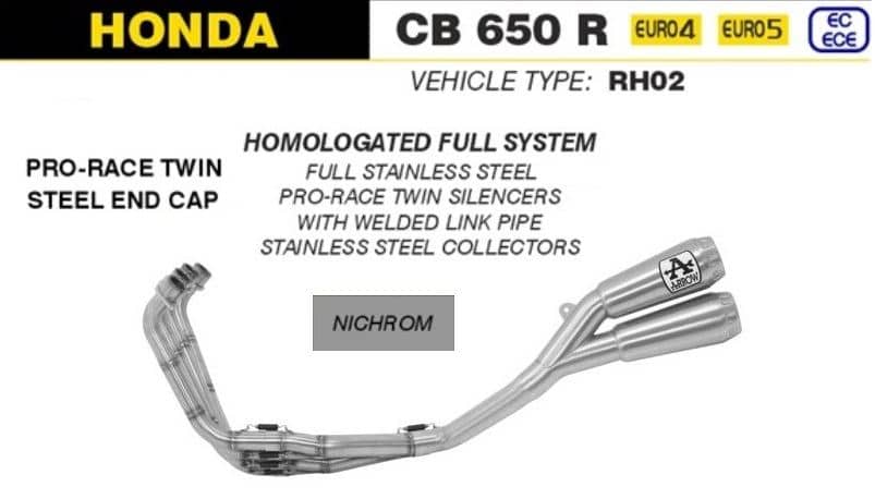 Arrow Exhaust Pro Race Twin Nichrom Full System Honda CB 650 R 2019 - 2022-71902PRI