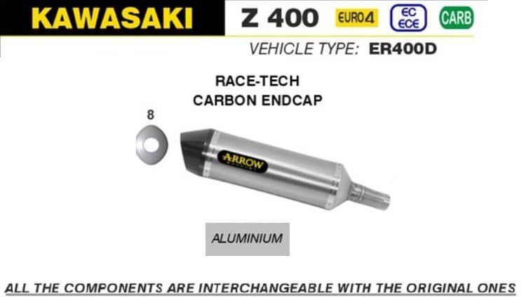 Arrow Exhaust Race-Tech Aluminium + Racing Collector Kawasaki Z 400 2019 - 2020-71874AK-71686MI
