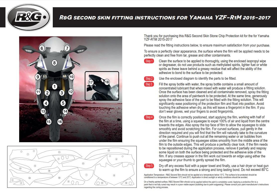 R&G Second Skins Clear Yamaha YZF-R1M 2015 - 2019-SCPYAM005