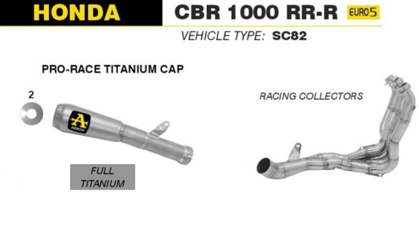 Arrow Exhaust Pro-Race Titanium + Racing Collectors Honda CBR 1000RR-R 2020-2023-71155PR-71736MI