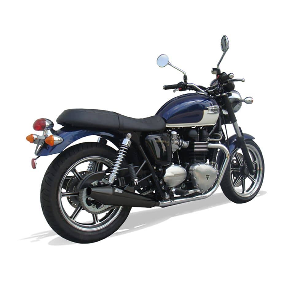 Zard Exhaust Polished Stainless Slip-On Blck Coated Triumph Bonneville 2001-2005