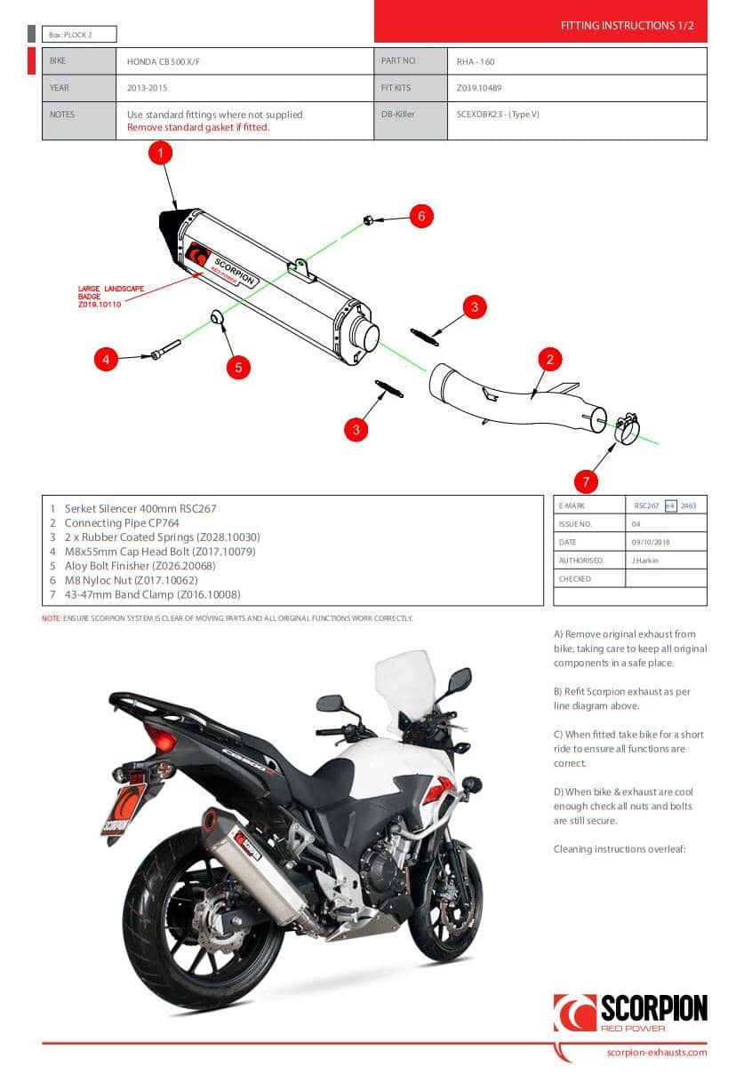 Scorpion Exhaust Serket Parallel Slip on Carbon Fibre Honda CB 500 F-X 2013-2015-RHA160CEO