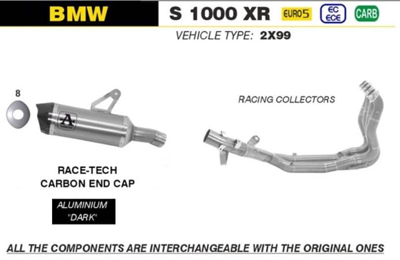 Arrow Exhaust Race Tech Aluminium Dark + Racing Collector BMW S 1000 XR 20-21-71926AKN-71751MI