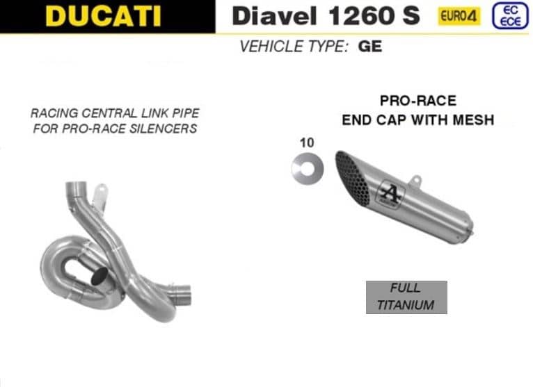 Arrow Exhaust Pro-Race Full Titanium + Link Pipe Ducati Diavel 1260 S 19-20-71222PR-71741KZ