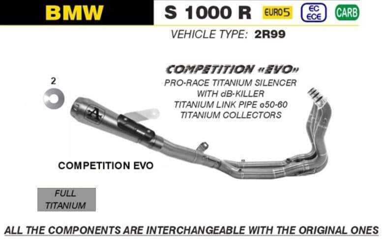 Arrow Exhaust Competiton EVO Titanium Full System BMW S 1000 R 2021-2023-71100CPR