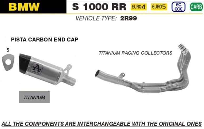 Arrow Exhaust Pista Titanium + Ti Racing Collectors BMW S 1000 RR 2019 - 2023-71506PT-71768MI-FL1