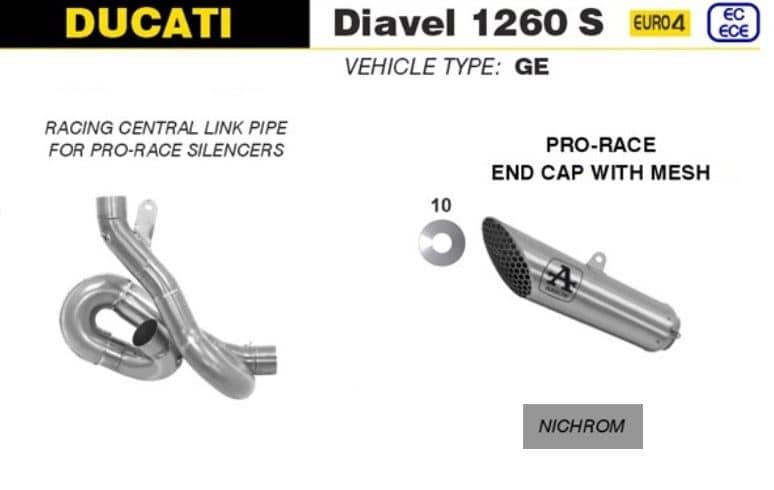Arrow Exhaust Pro-Race Nichrom + Link Pipe Ducati Diavel 1260 S 19-20-71222PRI-71741KZ