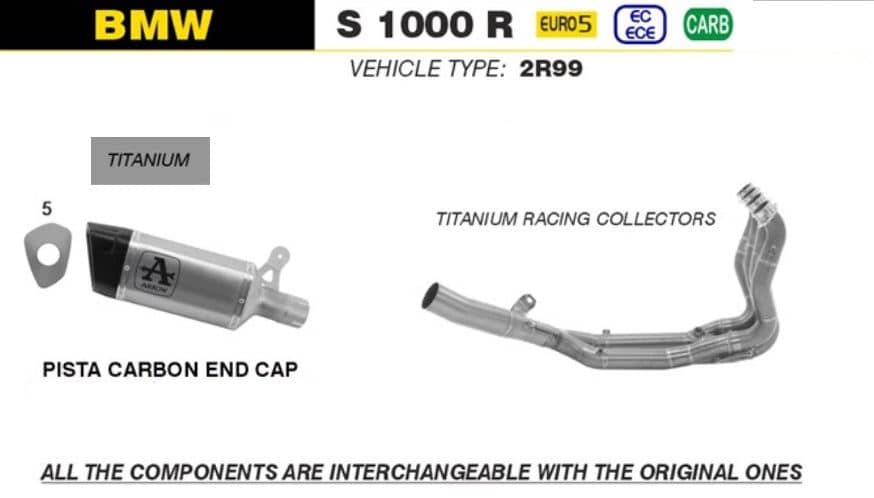 Arrow Exhaust Pista Titanium + Ti Racing Collectors BMW S 1000 R 2021 - 2023-71506PT-71768MI