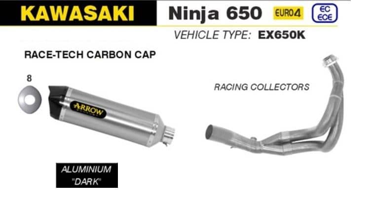 Arrow Exhaust Race Tech Alu Dark + Racing Collector Kawasaki Ninja 650 2017 - 20-71854AKN-71659MI