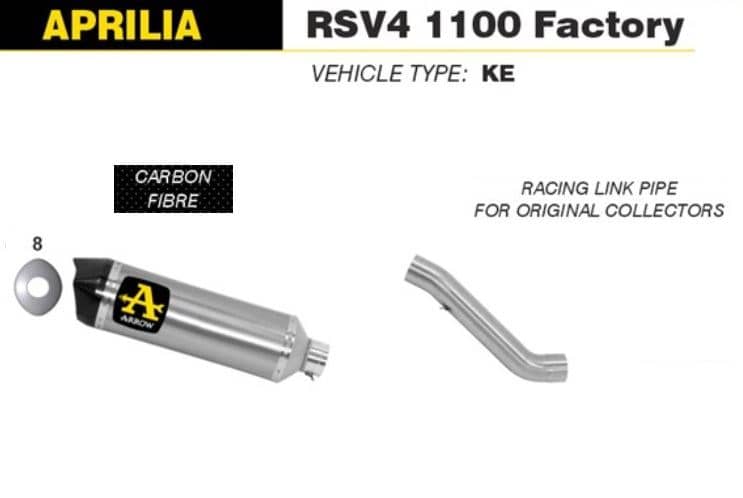 Arrow Exhaust Race-Tech Carbon + Race Link Pipe Aprilia RSV4 1100 Factory 19-20-71906MK-71674MI