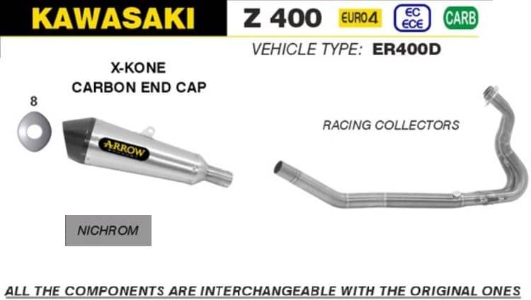 Arrow Exhaust X-Kone Nichrom + Racing Collector Kawasaki Z 400 2019 - 2020-7184XKI-71686MI