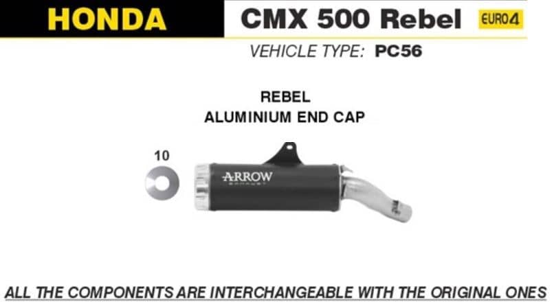 Arrow Exhaust Rebel Nichrom Dark Aluminium End Cap Honda CMX 500 Rebel 2017-21-74504RBA