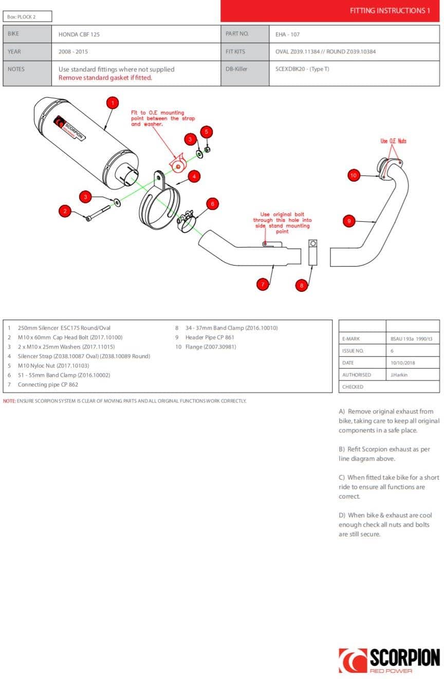 Scorpion Exhaust Oval Full System Carbon Fibre Honda CBF 125 2008-2015-EHA107CEO