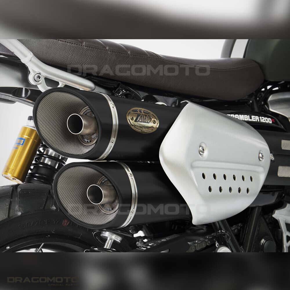 Zard Exhaust Black Stainless Slip On Carbon Cap Triumph Scrambler 1200 2019-2021