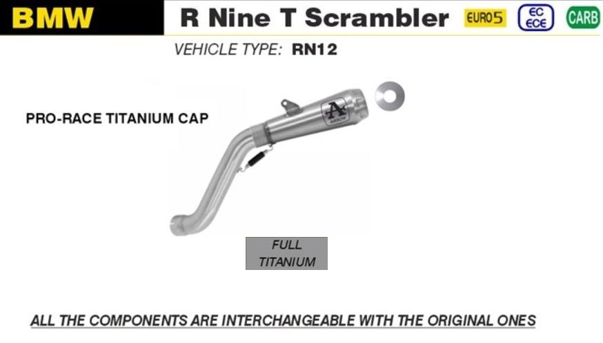 Arrow Exhaust Pro-Race Titanium With Link Pipe BMW R Nine T Scrambler 2021-2023-71940PR