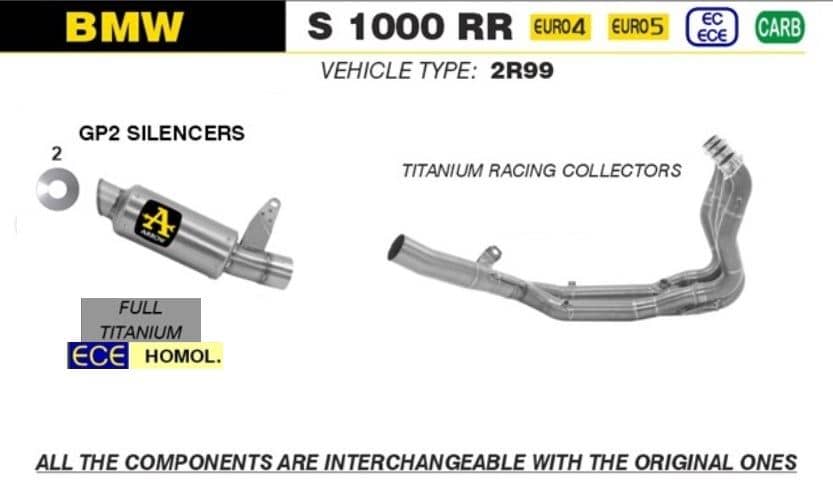 Arrow Exhaust GP2 Titanium + Titanium Racing Collector BMW S 1000 RR 2019-2023-71554GP-71768MI